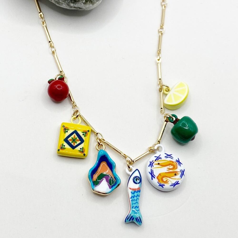 NEW Sardine & Shell Ceramic Charm Layering Necklace